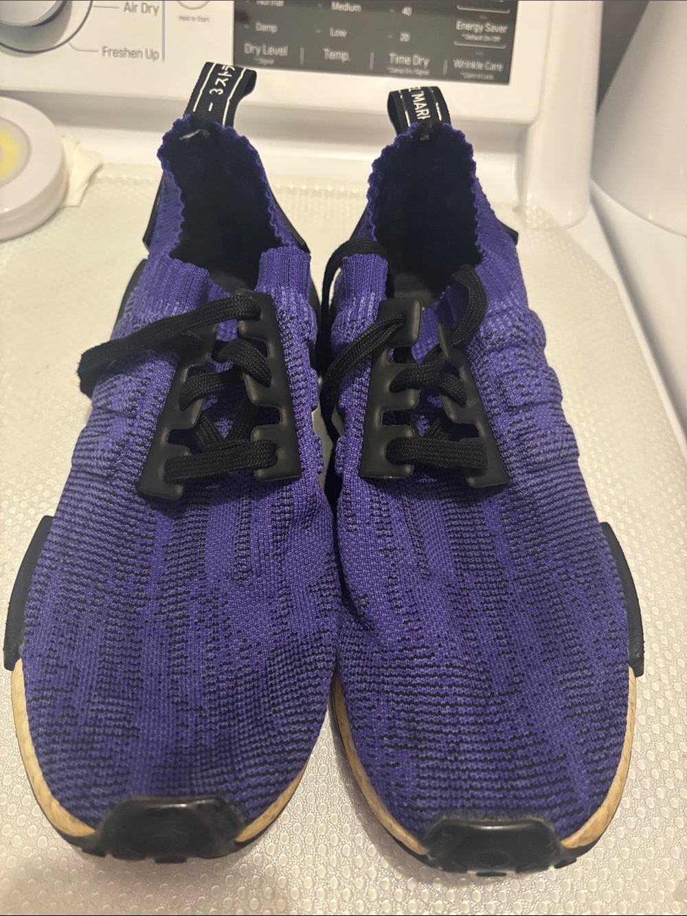 adidas Purple and Gold Knit Slip-Ons